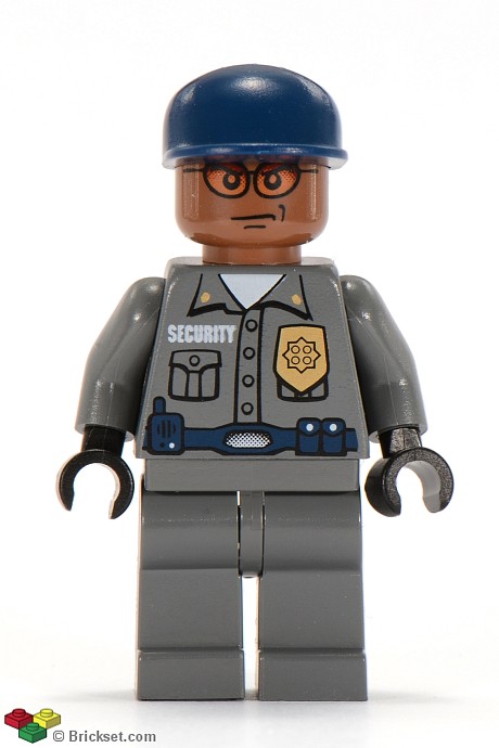 Security Guard, Dark Bluish Gray Shirt w/Badge and Radio, Dark Bluish Gray Legs